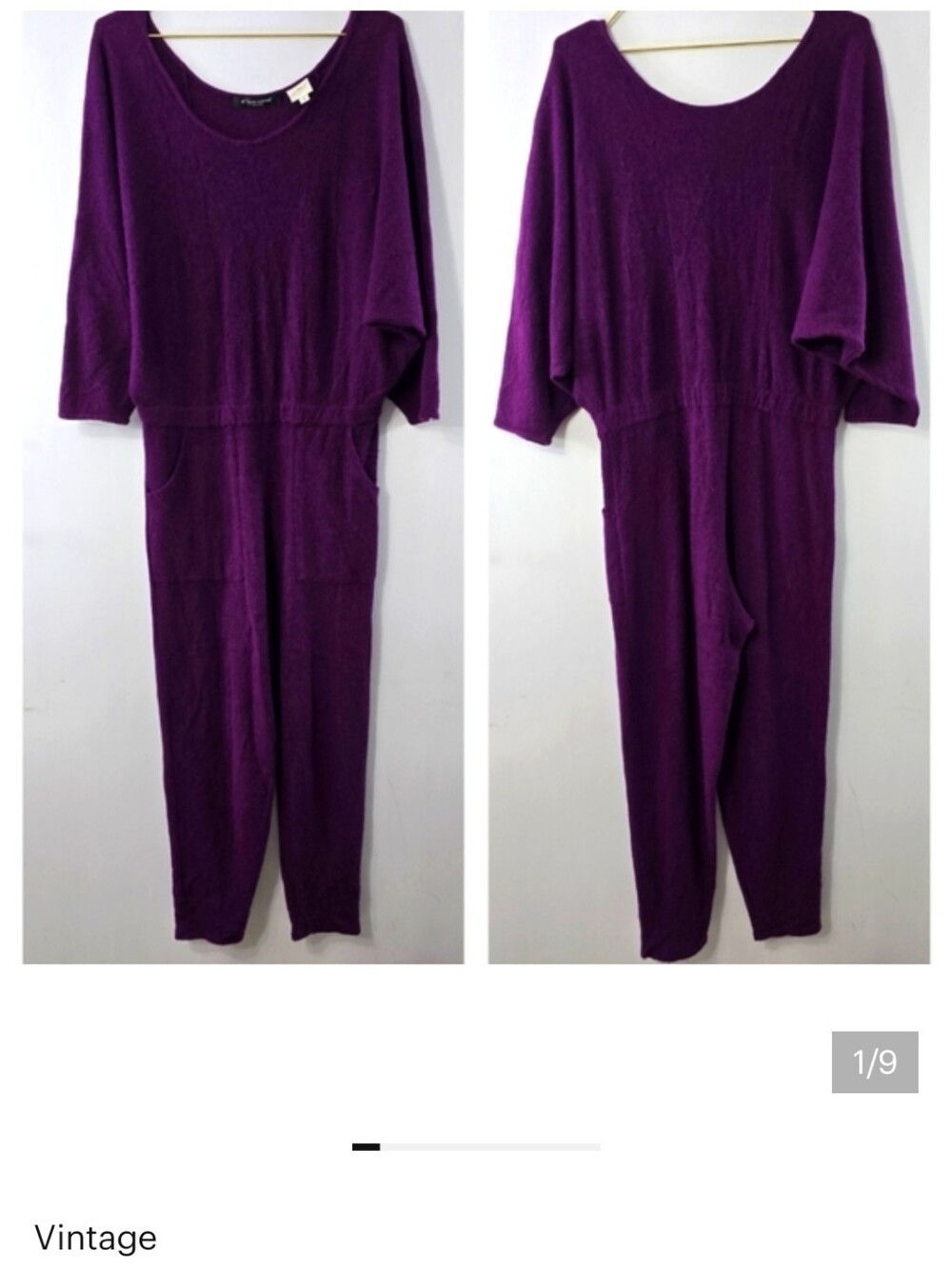 Bern Conrad Vintage Jumpsuit Dolman Batwing Lambswool Angora One Piece Romper S